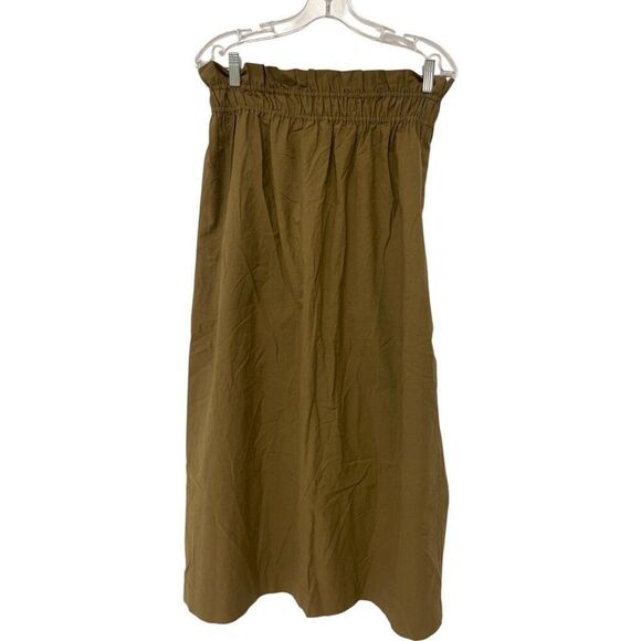 Massimo Dutti Womens Midi Skirt Medium Brown Pull On Elastic Gathered Waist NWOT - Picture 2 of 10